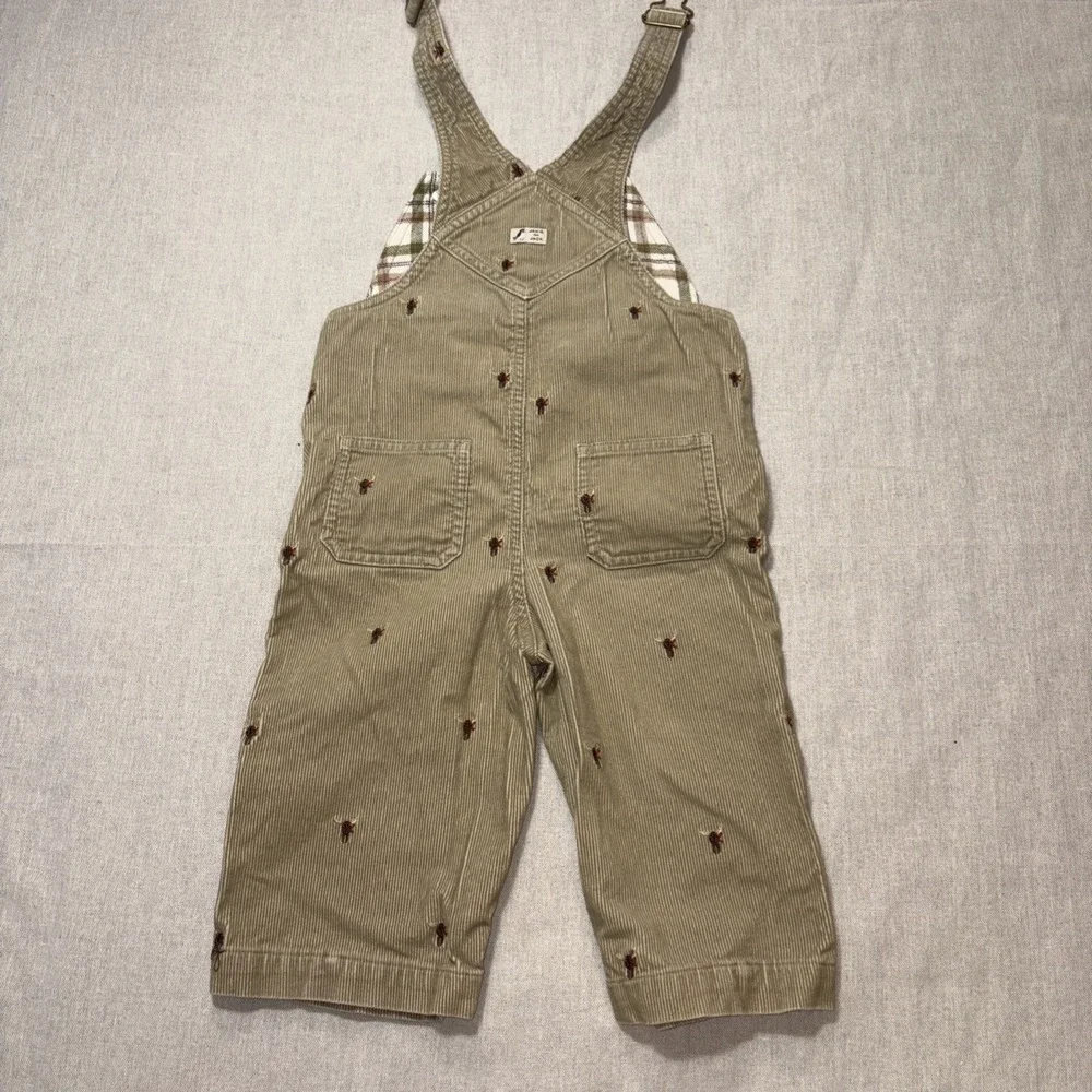 Janie and‎ Jack Overalls Boys In the Mountain (brown beige/ size 3T) Embroidered - Picture 5 of 6